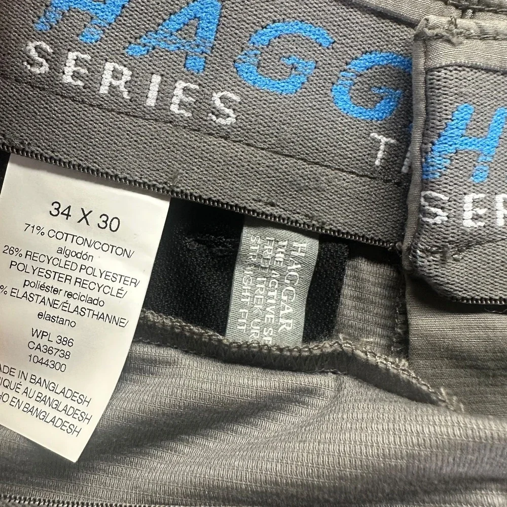 Haggar The Active Pant Mens 34x30 Gray Cotton Cargo Straight Leg Utility Stretch